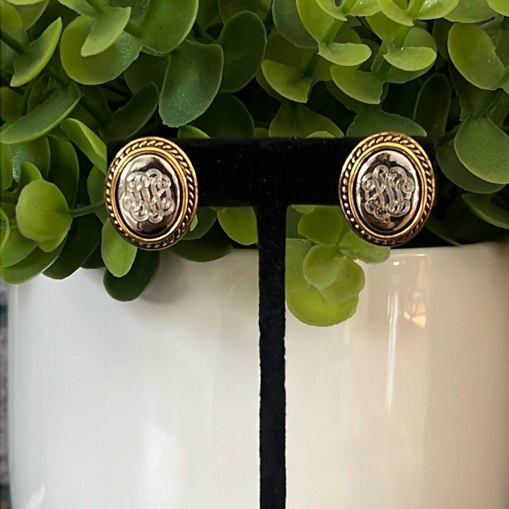 Vintage NAPIER mixed metal oval scroll earrings